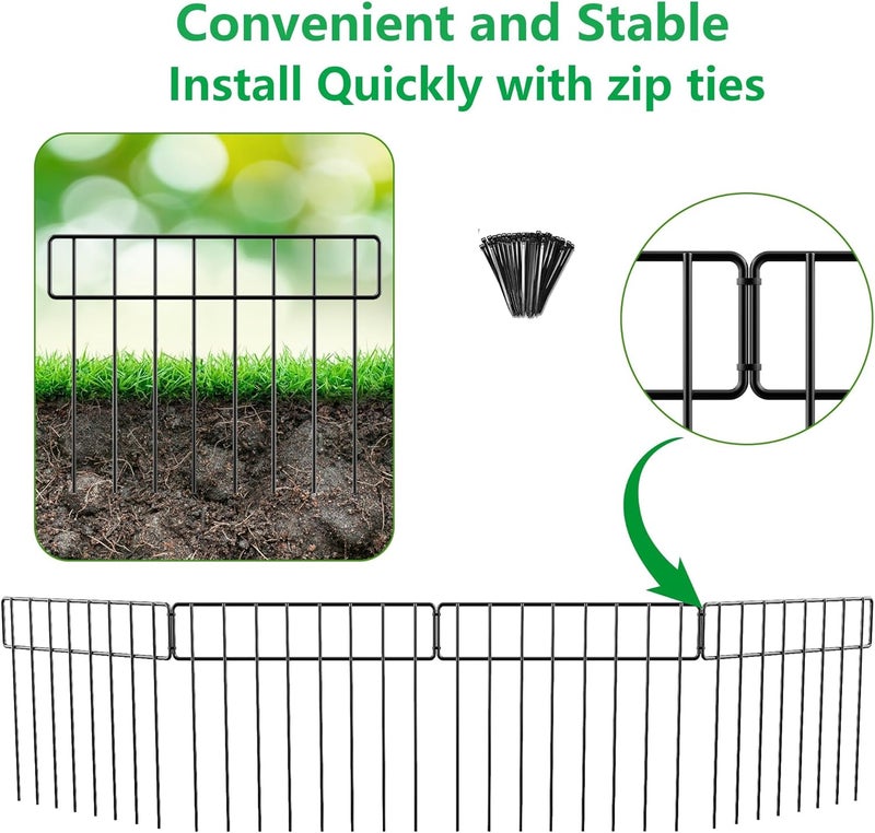 HIHADUUM 20Ft(L) X 13Inch(H) Animal Barrier Fence - 14 Pack Garden Fence Animal Barrier Garden Border Rustproof Metal No Dig Fence Panels for Dog Rabbit Defense Bottom Blocker for Outdoor Yard Patio - Image 5